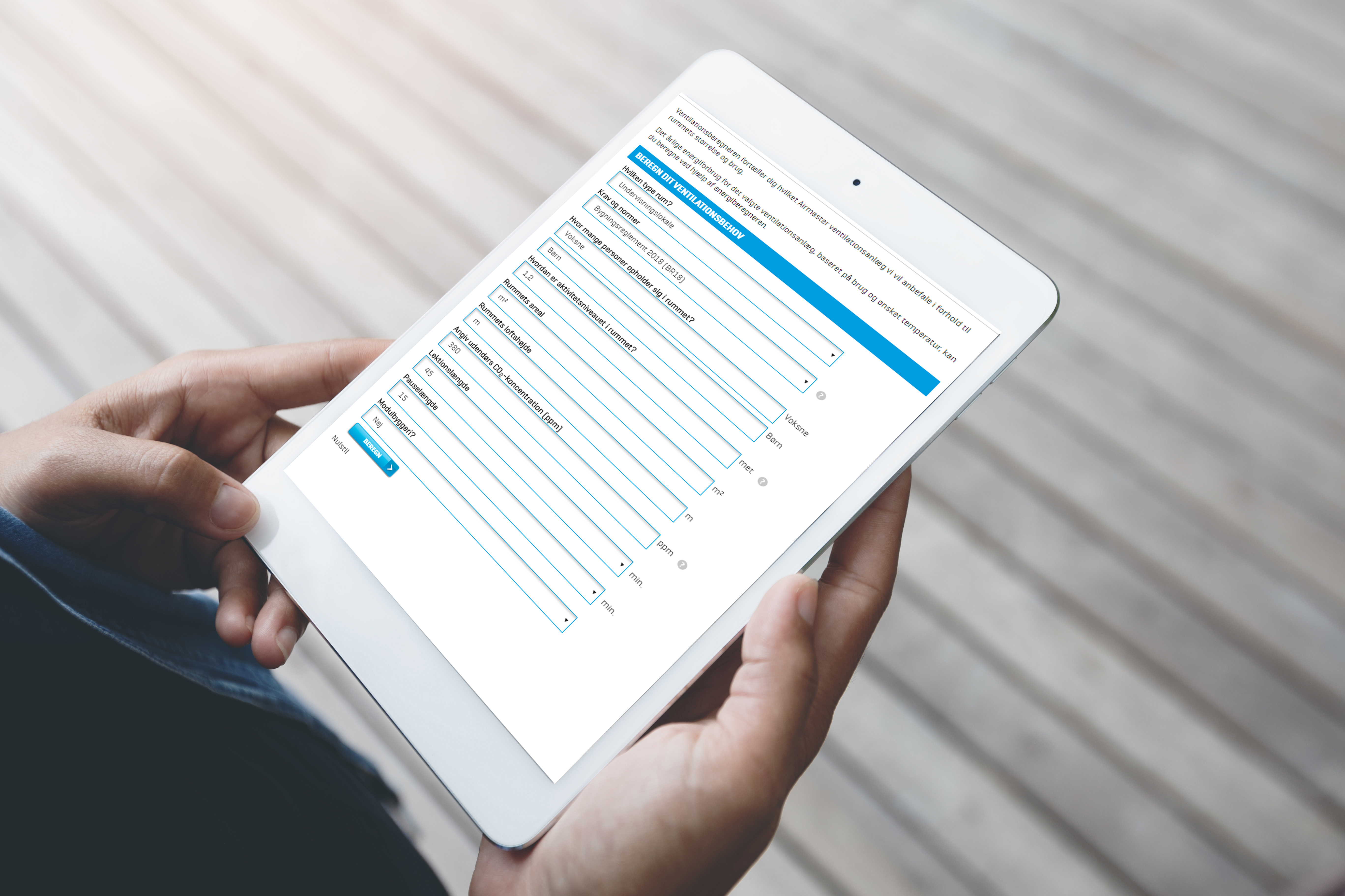 Airmaster ventilationsanlæg i arbejdslokale - beregn hvilket anlæg der passer til dit lokale med vores ventilationsberegner
